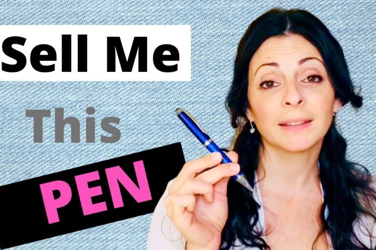 Muna showing a pen with the caption sell me this pen